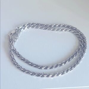 Elegant sterling  Silver Rope Chain Necklace